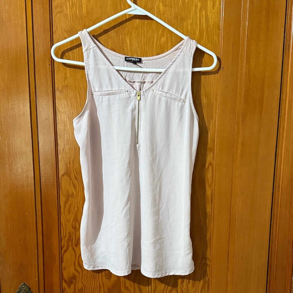 Express Women's Light Pink Zip-Front Tank Top